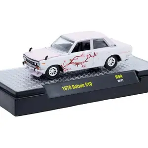 1970 Datsun 510 w/ Cherry Blossom Graphics - White and Pink (Detroit Muscle Release 94) Diecast 1:64 Scale Model - M2 Machines 32600-94
