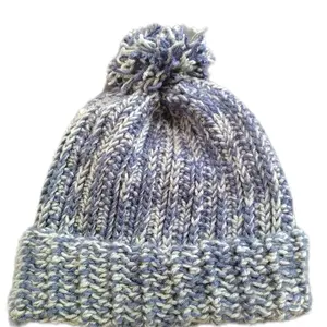 Crochet Beanie Hat with Pompom for Women, Fall/Winter/Spring Season
