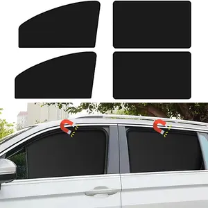 4 Pcs Car Side Window Sun Shades, Shades with Magnets Window Sunshades Privacy Curtains, Protection Privacy Covers Auto Accessories, Heat Insulation and Sunscreen Window Curtain, Suitable for Most Models