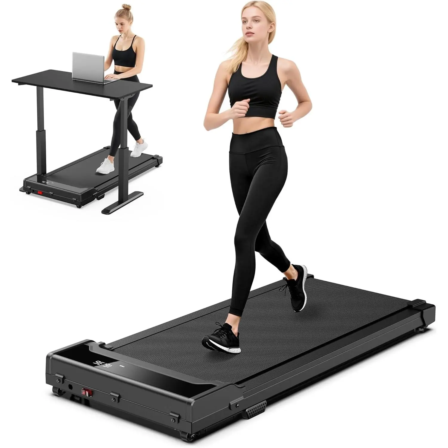 Walking Pad Treadmill for Home - Under Desk Walk Pads with Remote Control Mini Running Portable Electric Machine Adjustable Slim Compact with 0.6-4.0MPH Max up 220 Lbs Modes for Office Small Spaces