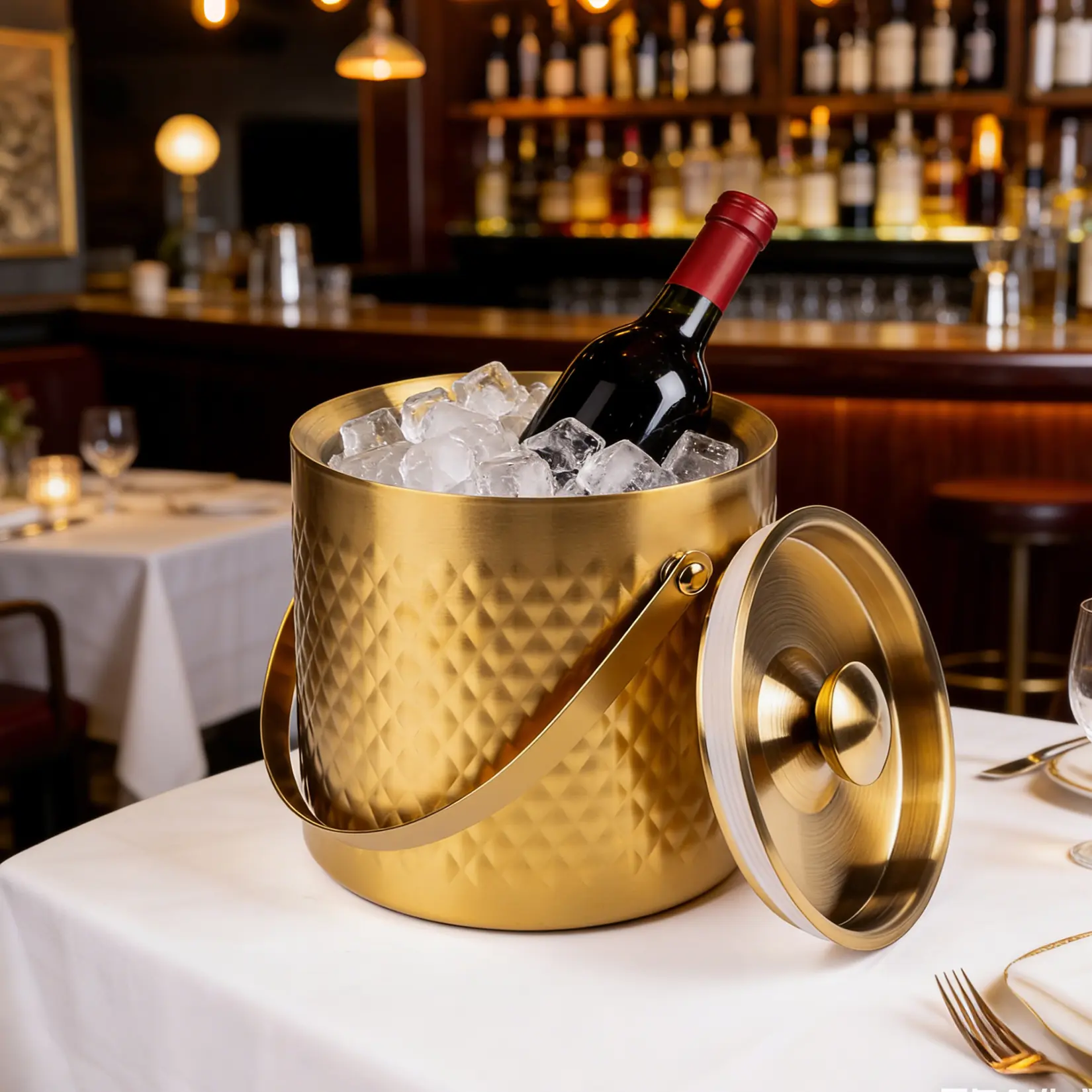 3L Stainless Steel Ice Bucket with Sealed Lid, Diamond Design, Portable Handle, Food-Grade Durable Construction – Ideal for Luxury Parties, Home Decor & Holiday Gifts