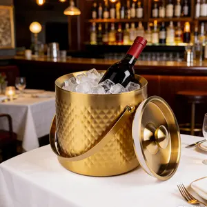 3L Stainless Steel Ice Bucket with Sealed Lid, Diamond Design, Portable Handle, Food-Grade Durable Construction – Ideal for Luxury Parties, Home Decor & Holiday Gifts