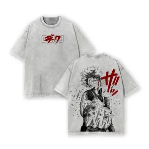 Men's Oversize My Hero Academia Deku Classic Streetwear Short-Sleeve T-Shirt - Retro Washed Heavy Cotton, Round Neck, Personalized Unisex Casual Clothes