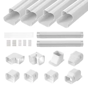 VEVOR Mini Split Line Set Cover 3-inch W 17.6Ft L, PVC Decorative Pipe Line Cover For Air Conditioner with 4 Straight Ducts Full Components Easy to Install, Paintable for Heat Pumps, White