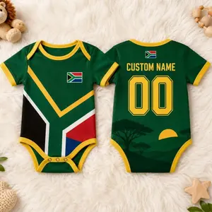 Personalized South Africa Baby Bodysuit, Custom Name Soccer Onesie, South African Baby Outfit, Football Baby Gift 3N1