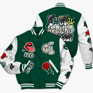 Varsity Jacket To Match Oxidized Green 4s - FK Around Find Out All Over Print SRF