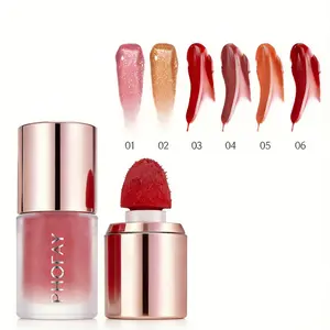 PHOFAY Liquid Blush & Lip Tint 2-in-1, Long-Lasting Waterproof Cheek Blush with Cushion Applicator, Natural Flush Glow Blush for Face & Lips, Lightweight Buildable Makeup for Daily/Party Use