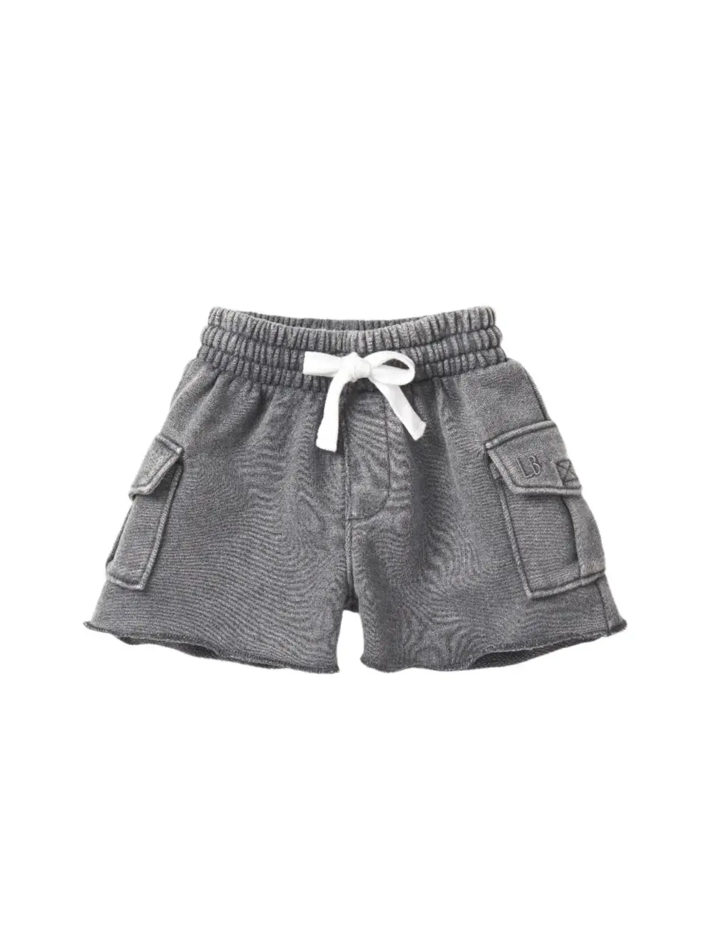 Raw edge cargo short- charcoal