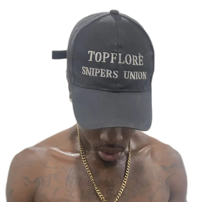 TOPFLORE Sniper’s Union Trucker Hat - Black Cap with White Text, Adjustable Fit, Casual Style