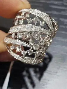 Fashion Hollow Out Design Rhinestone Decorated Ring, Fashion Jewelry for Party, Daily Clothing Decor, Trendy All-match & Exquisite Jewelry for Gift, Statement Rings, Five Row Ring, Beautiful Rings