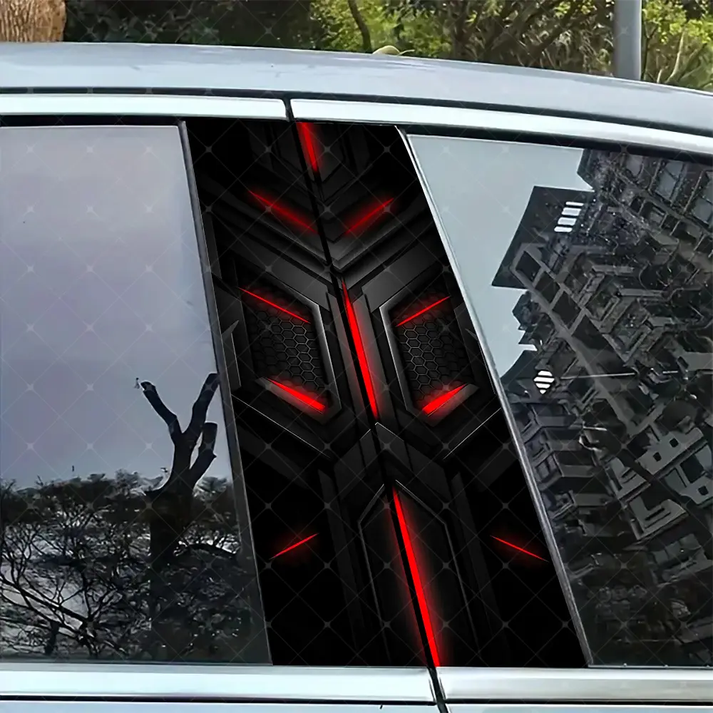 2pc Tech Vinyl Sticker Car B Pillar Protection Decal, Easy Peel & Stick Waterproof UV Resistant, Fits All Vehicles, Car Exterior Decoration, Car Accessories, Side Decals, Automotive Decals