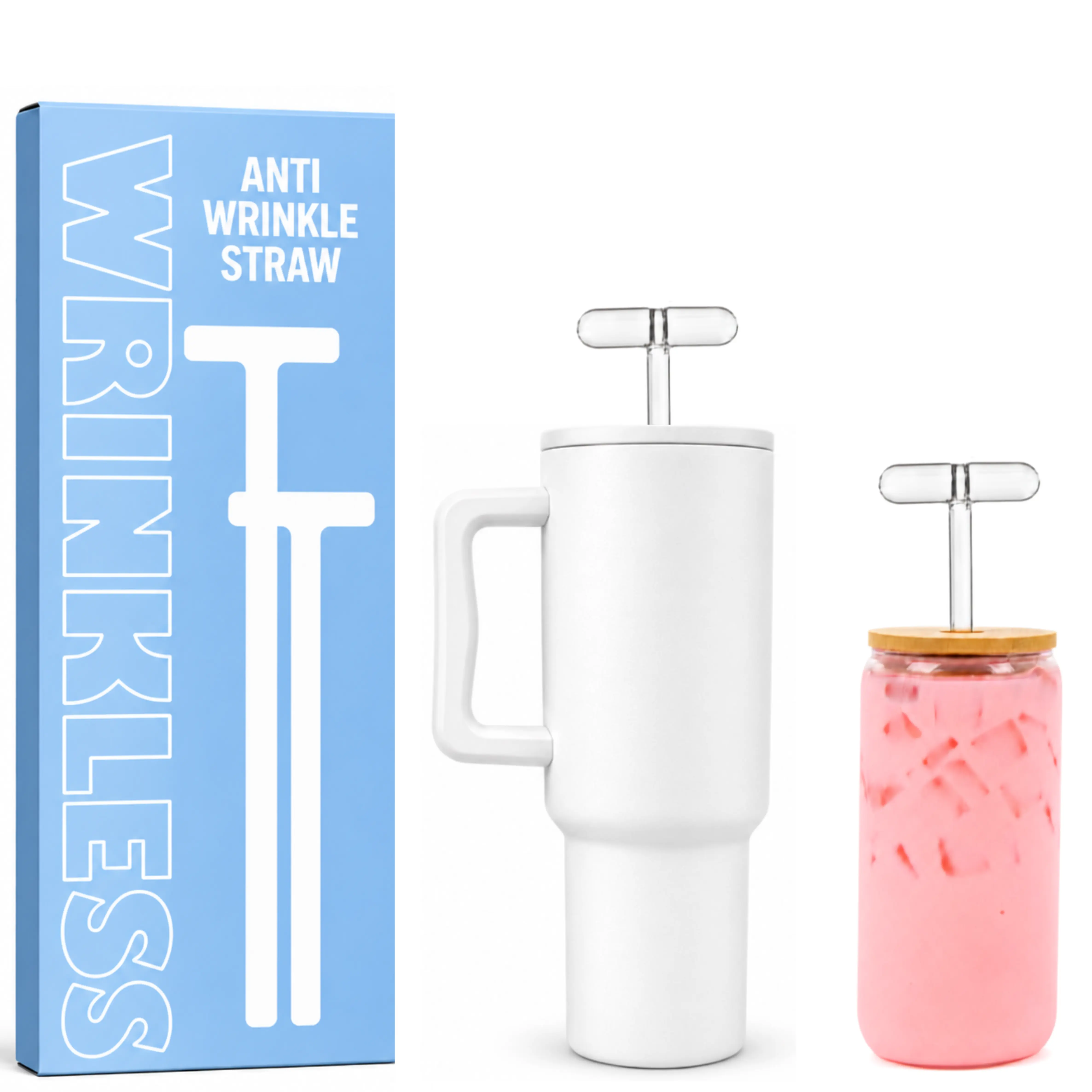 Anti-Wrinkle Glass Straw Set