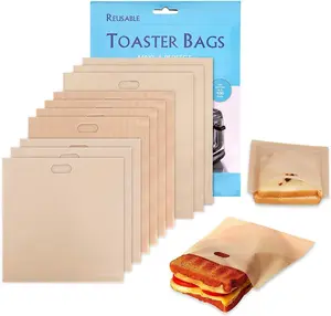 10 Toaster Bags Reusable grilled cheese bags Non Stick Toaster Bag for Sandwiches, Chicken, Nuggets, Panini and Garlic Toasts Bakeware Set Utensils Baked