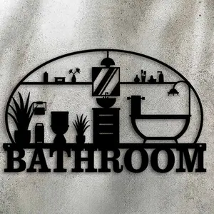 Bathroom Sign, Decorative Metal Wall Art, Bathroom Decor, Home Decor, Modern Hanging Decor, Wall Hanging Decor for Home Bathroom, Bathroom Decorations