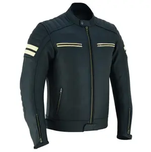 Men,s MOTORCYCLE ARMORED LEATHER [NATURAL GRAIN] WITH ARMORS BLACK JACKET (3X-Large)