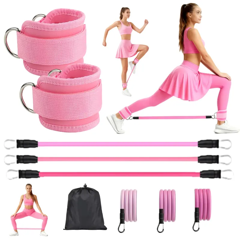 Ankle Resistance Bands with Cuffs, Adjustable Lower Body Workout Equipment for Unisex Adults, Ideal for Home Fitness Routines, Glute Kickbacks, Leg & Hip Training - Includes Mesh Carry Bag