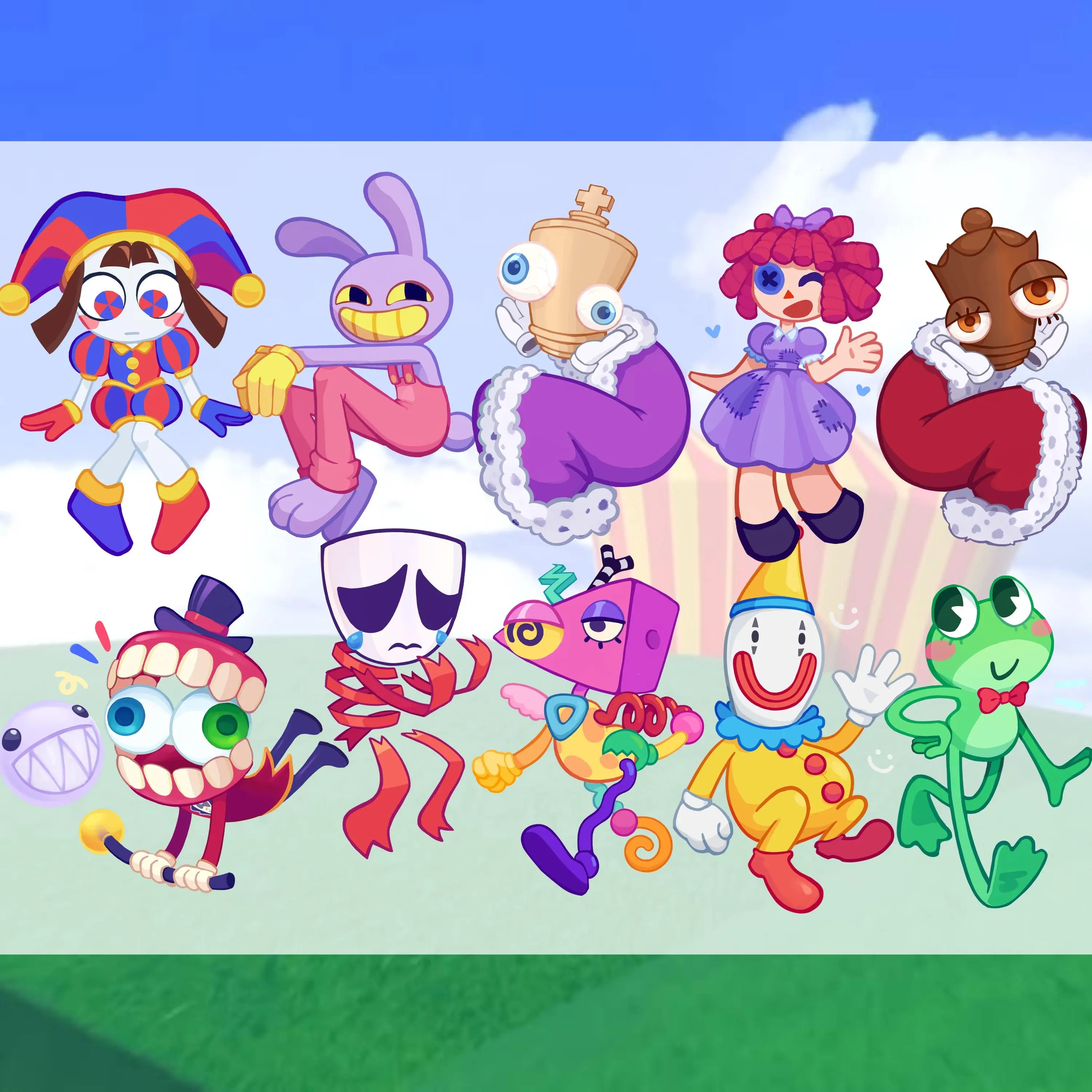 TADC Keychains - The Amazing Digital Circus Acrylic Charms - Caine Jax Pomni Gangle Zooble Kinger Ragatha Kaufmo Queenie Ribbit Keyrings - Kawaii, Cute Keyring Accessory, Fun Charm For Backpack Or Purse | High Quality and Customer Favorite Items