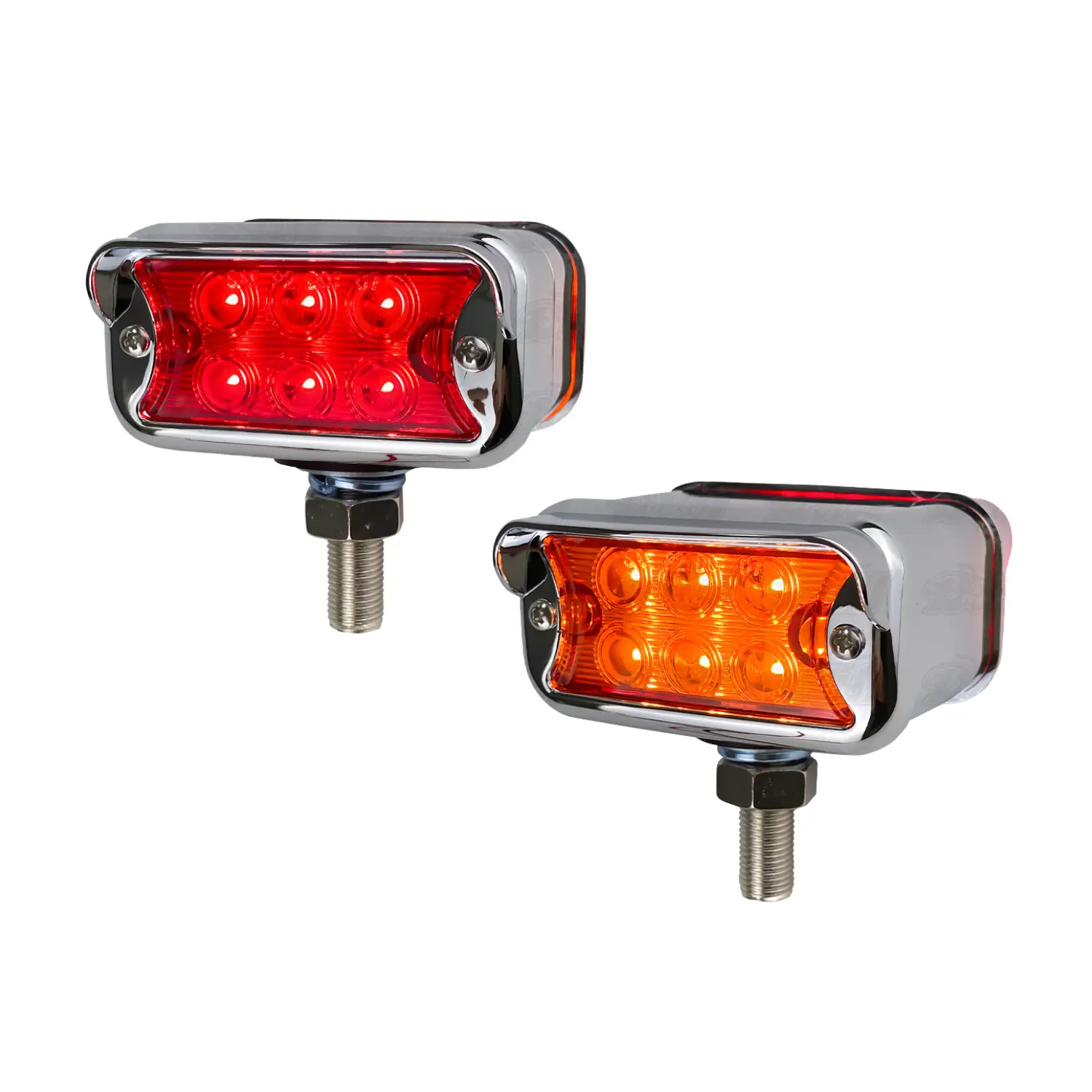 Automotive Dual-Side Marker Clearance Pedestal LED Light with Chrome Bezel, Car Indicator Light