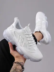 Men's Sporty Lace Up Front Low Top Chunky Sneakers, Casual Comfortable Breathable, Fashionable Running Shoes, Trendy Sports Shoes for Daily Life