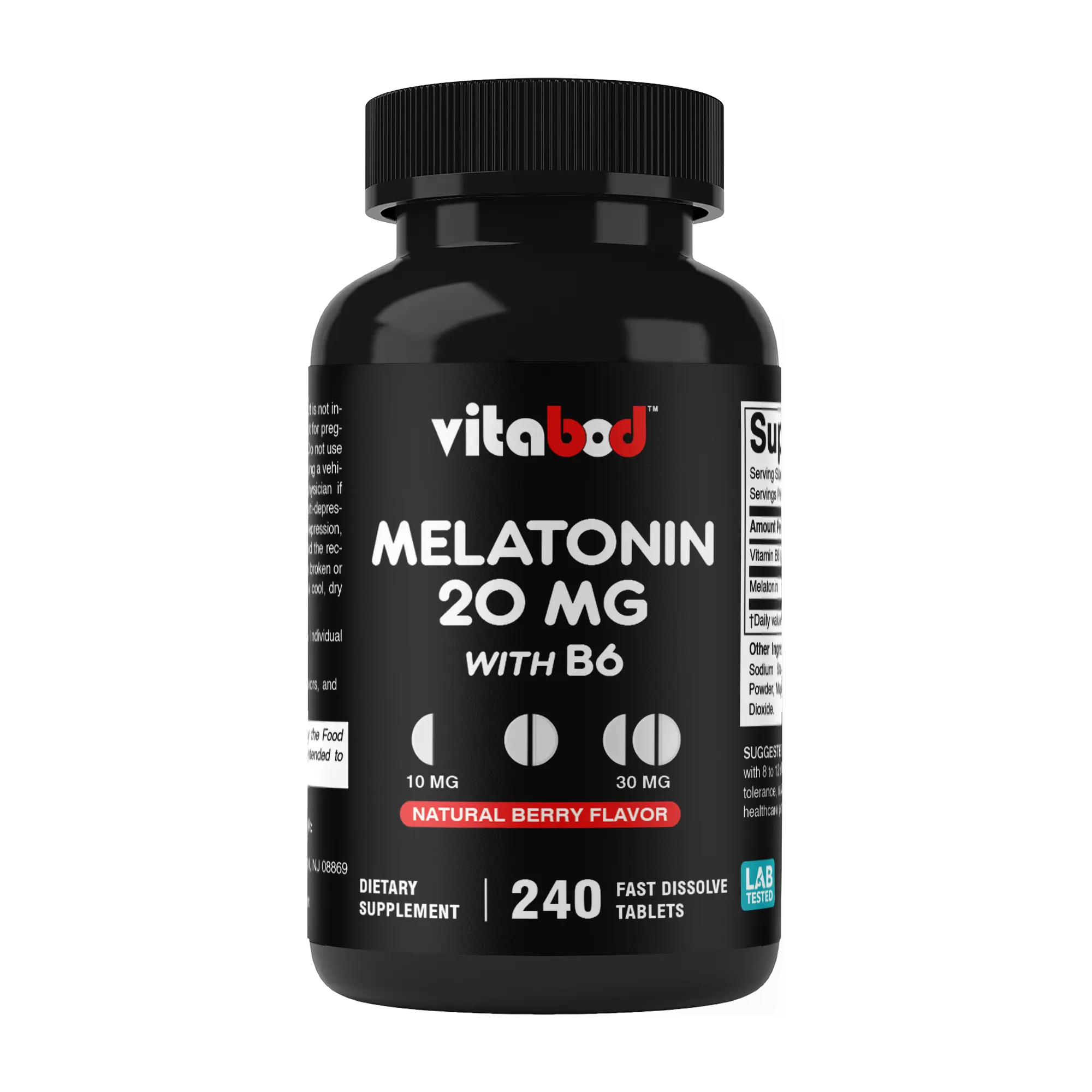 20mg Fast Acting Melatonin Nutrition Supplement - 240 Fast Dissolving Berry Flavored Tablets - Drug-Free, Natural, Vegetarian, GMO & Gluten-Free Supplement for Health, Adult Sleep Support