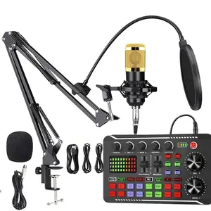 Podcast Equipment Bundle, Soundcard Recording Studio Package with Voice Changer, Live Sound Card, Audio Interface for Laptop Computer Vlog Living Broadcast Live Streaming