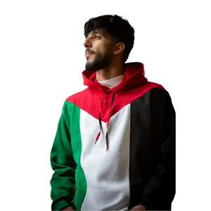 Palestine Flag Hoodie with Red Kuffiyeh Sleeves - Stylish and Unique Apparel