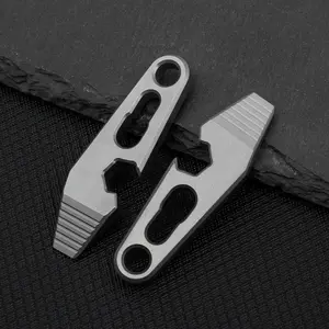 Titanium alloy pry bar, EDC multifunctional practical lid opener, equipped with adjustable wrench, easy to carry tool outdoors.