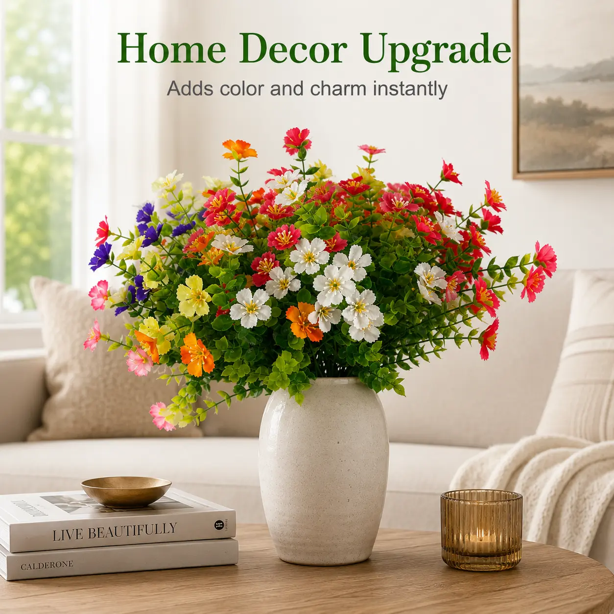 12pcs/Set Lifelike Mixed Artificial Pansy Flower Bouquet with Leaves, Colorful Simulated Decorative Flowers for Home Living Room & Vase Decor, Leaf
