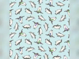 Snowtime | Penguins - Light Aqua by Anita Jeram for Clothworks | Y4552-32