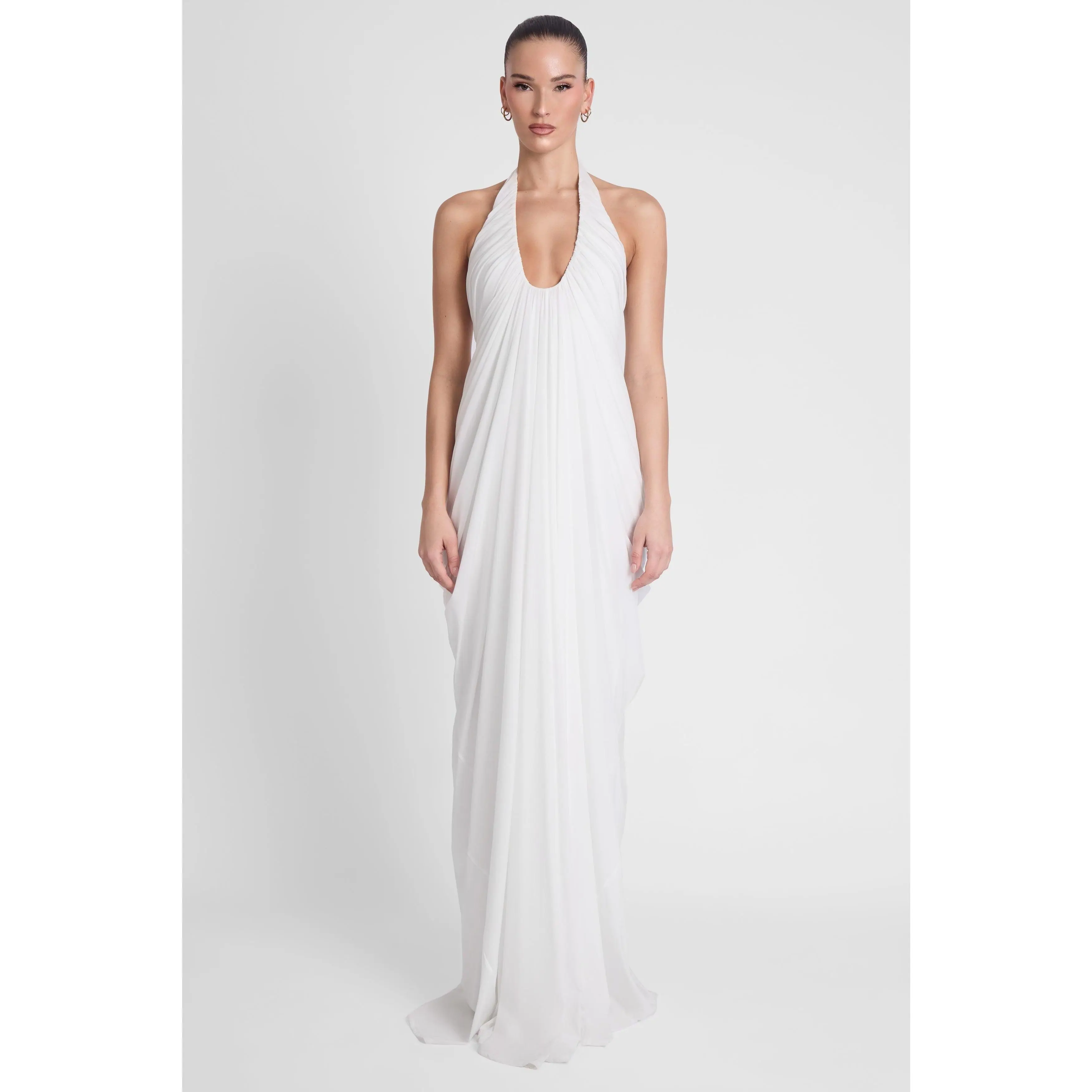 Cascade Drape Gown - White Cascade Drape Gown - White