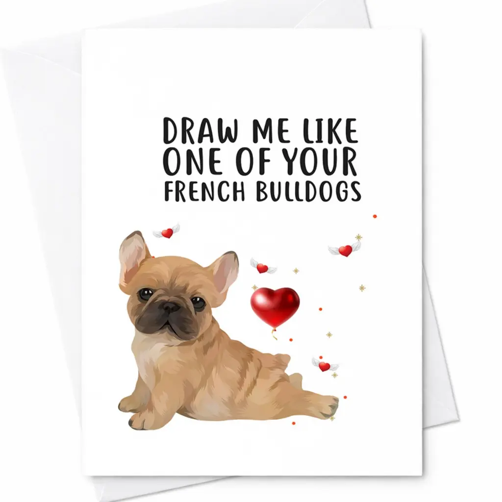Funny French Bulldog Valentines Galentines Card - Romantic C-95