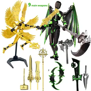2-Set T13 Titan Multi-Jointed Action Figures, 3D Printed Unisex Angel vs Devil Justice vs Evil Detailed Models, Multi-Articular Mobile Robot Nova Dummy T-13, Durable Mechanical Flair Decor for Game Lovers, Gaming Setup Toys,summervibes