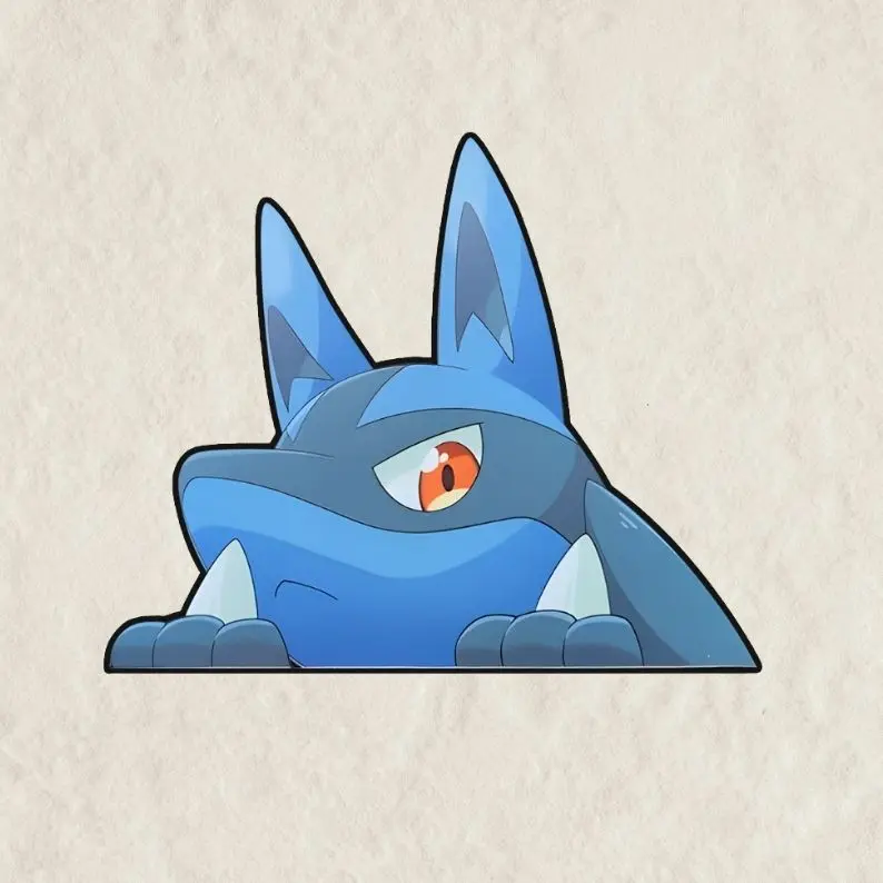 Lucario Peeker Sticker, Peeking Sticker, Funny Gift Waterproof Sticker, Decal for Laptop, Water Bottle, Car, Gamer Gift