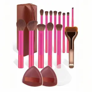 17-Piece Luxury Makeup Brushes Set, Makeup Brush Kit, Includes Foundation Brush, Eyeshadow Brush, Powder Brush, Beauty Sponge, Soft Bristles, Portable Storage