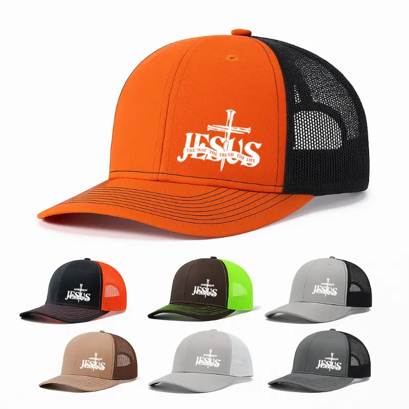 Unisex Inspirational Jesus Slogan Polyester Mesh Trucker Baseball Cap - Adjustable Snapback, Breathable Curved Brim, Outdoor Everyday Wear for Women