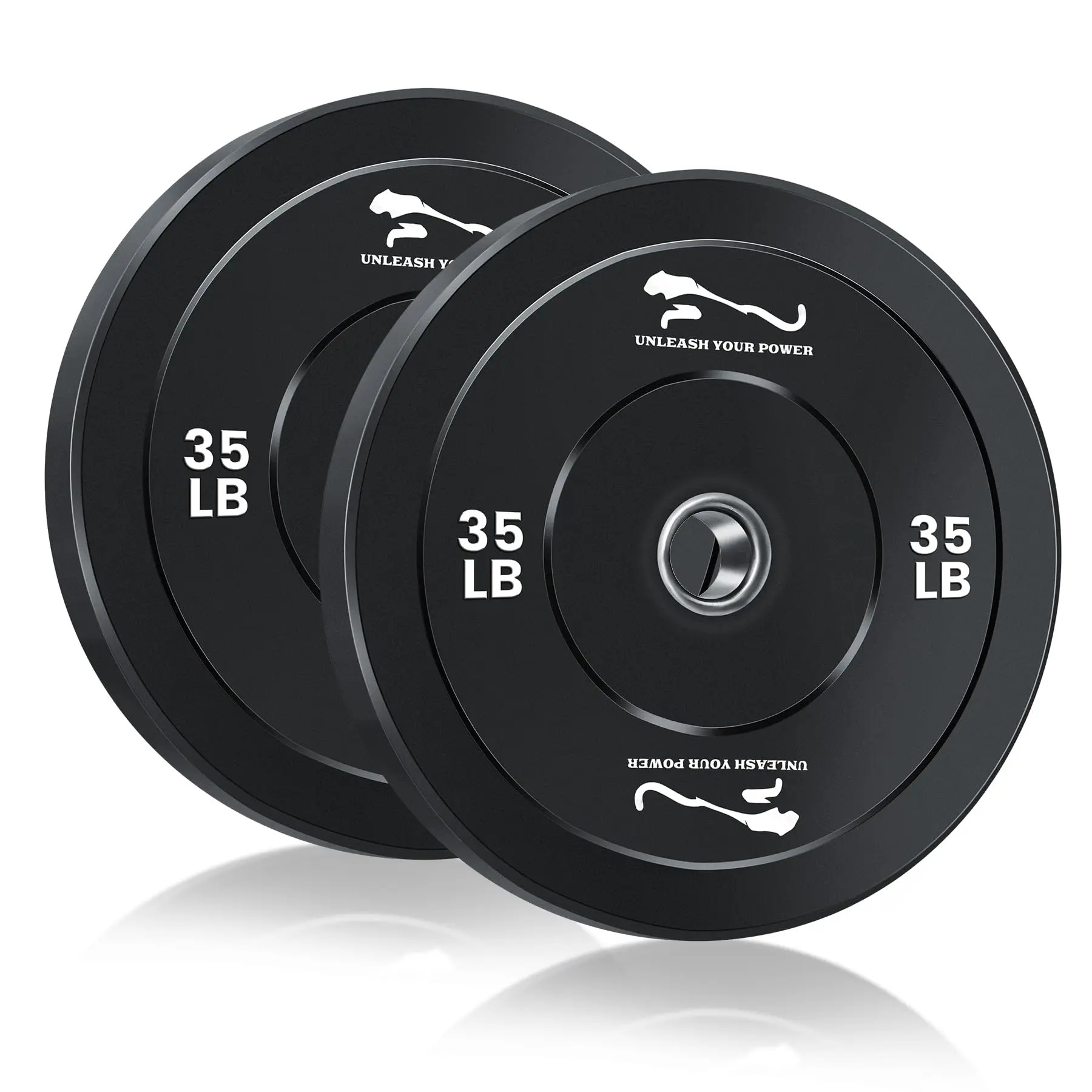 Durable Rubber Bumper Weight Plates Set – 2-Inch Steel Inserts – Global Fit Barbell Strength Training – Ideal for Home Gym Workouts – Set of 2 (35 lbs Each)