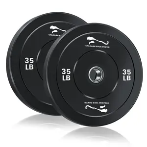 Versatile Elite Bumper Weight Plates Set – 2-Inch All-purpose Fit Rubber Plates with Steel Inserts – For Barbell Strength Training, Home Gym – Includes 2x10LB, 2x15LB, 2x25LB