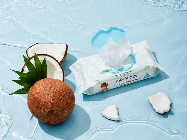 Baby wipes, Momcozy wipes - oversized, cleansing and moisturizing children's wipes, baby products, products for girls and boys, unscented baby wipes, portable maternal and child gifts, safe baby wipes
