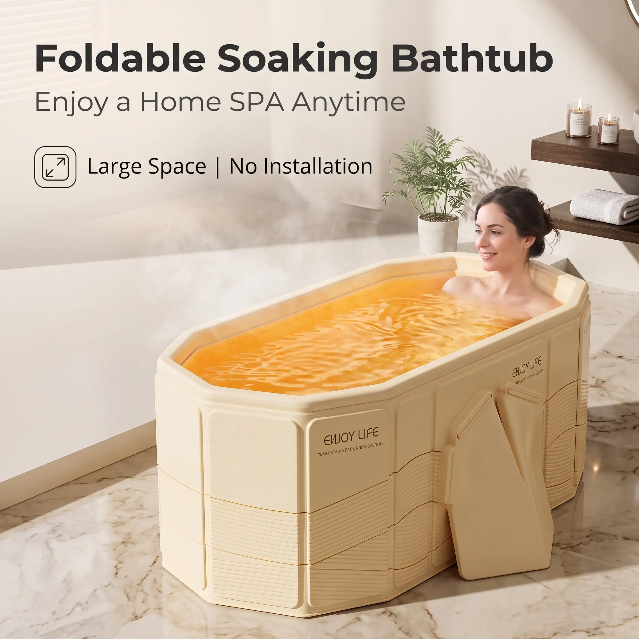 Foldable Bathtub for Adults,Portable Collapsible Soaking Tub,5 Layer Thermal Insulation Freestanding Home SPA Bath Tub for Bathroom Apartment