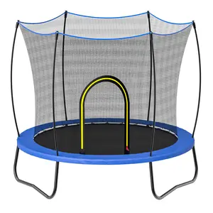55inch Round Trampoline with 6 Safety Net Poles 3 W Shape Legs Stronger Safer Play Space for Kids