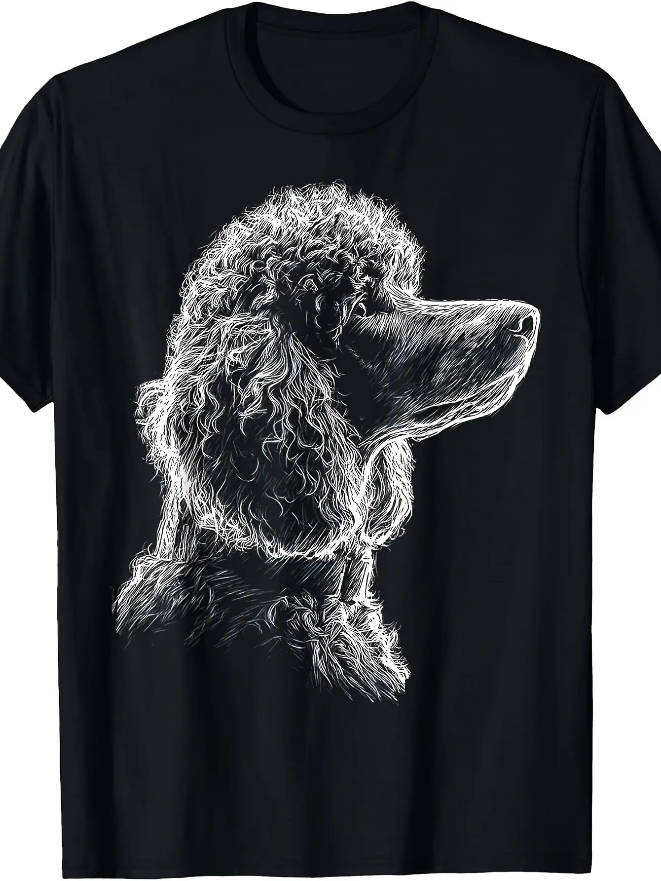 Retro Poodle Dog Portrait T-Shirt - Vintage Poodle unisex soft cotton short sleeve t shirt, vintage graphic casual tee for men women teens, perfect birthday holiday gift for camping travel gym daily street  wear