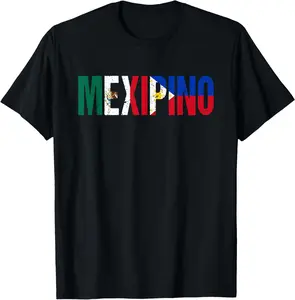 100% Cotton Mexipino Mexico Philippines Flag Ancestery Filipino Mexican T-Shirt