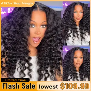 [New In 13x4 Wig] Menglle Yaki Loose Wave Fluffy Bounce Wand Curly 13x4 Wig Human Hair Clear Lace 200% Density Glueless Lace Front Wig Pre-Cut Lace Pre-Bleached Hairline Pre-plucked Hairline Beginner-Friendly#Summervibes