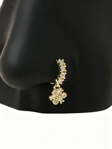 Luxury Floral Nose Clip Ring, No Piercing Jewelry, Casual Style, Copper Material, All Seasons Accessory, Perfect for Daily Wear