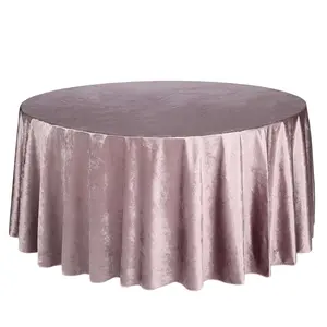 Premium Velvet 120" Round Tablecloth Mauve Cinnamon Rose - Reusable Soft & Seamless Table Cover