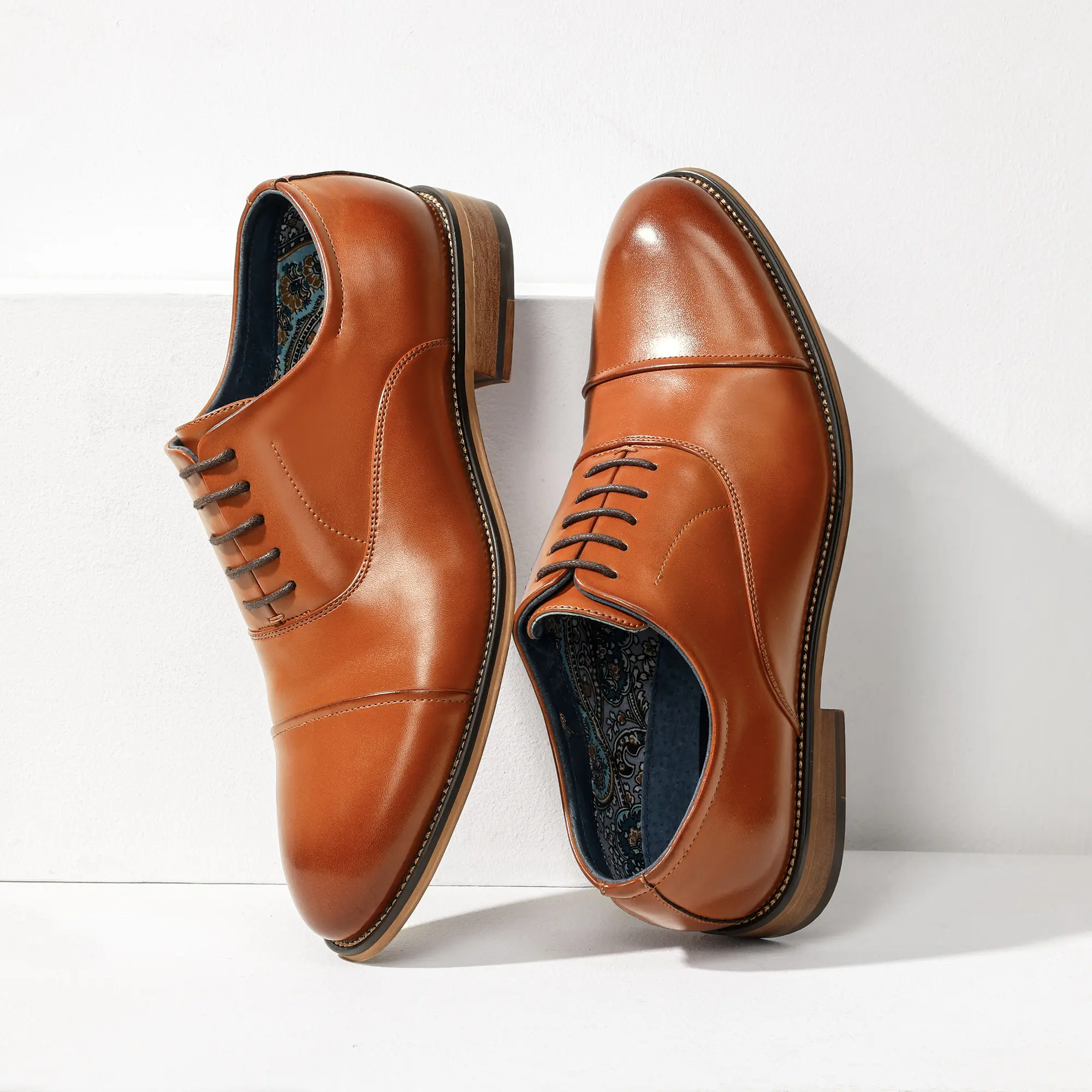 Bruno Marc Men\'s Faux Leather Brown\\Orange Fashion Sneakers Oxfords Casual Shoes BRUNO MARC CrossFlex Men main image 3
