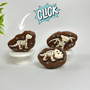 Dinosaur Fossil Fidget Clicker Keychain