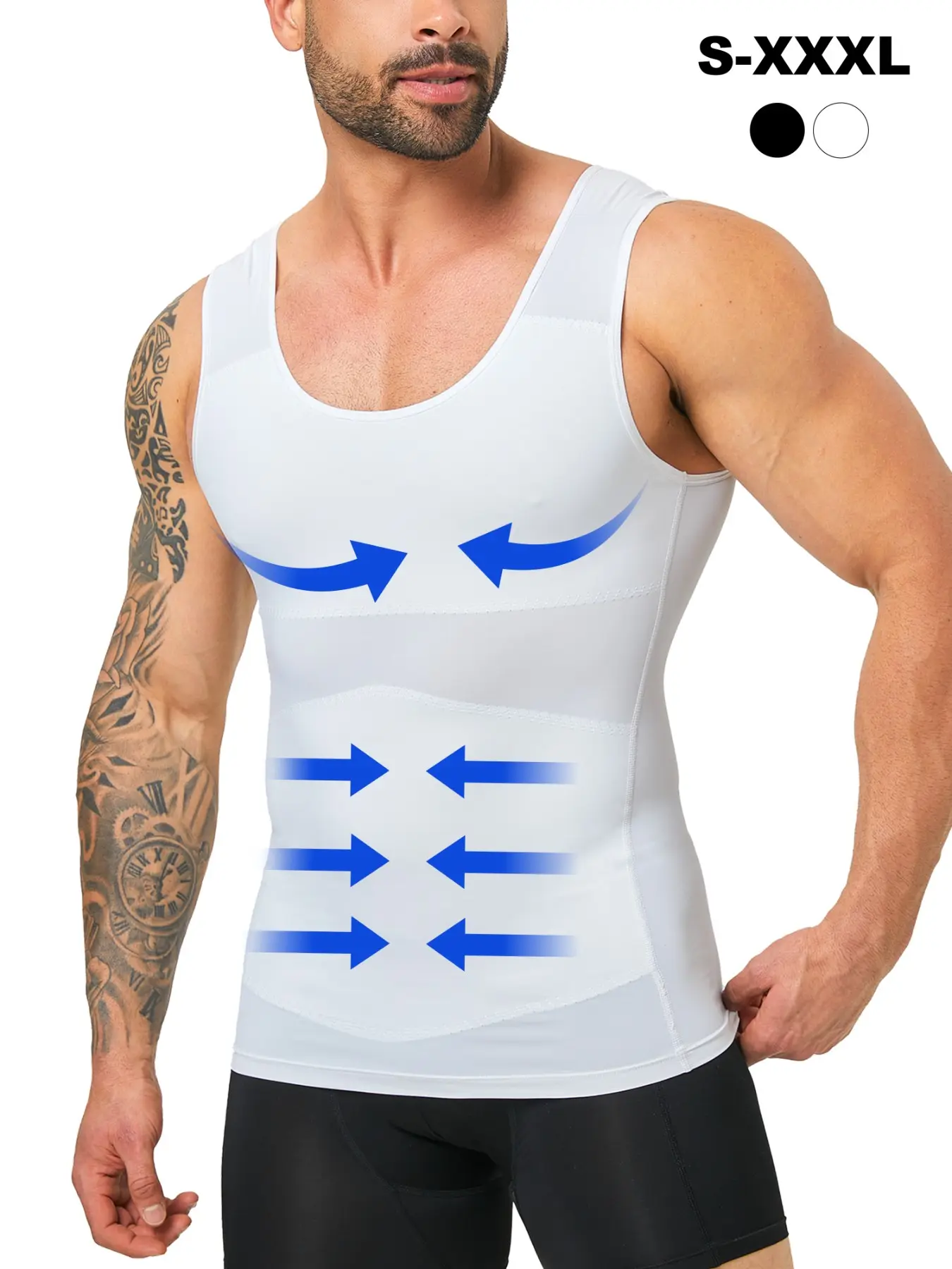 Men's Slimming Body Shaper Tank Top Sleeveless Dual Layer Abdomen Chest Compression Shaping Breathable Undershirt for Sports Daily Wear, activewear vest, fitness vest, sleeveless vest, summer outfits, Shaping Tops, Workout Tanktop