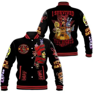 FNAF Animatronic Varsity Jacket Horror Gaming Style, Creepy Fan Apparel, Unique Streetwear Gift