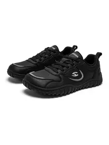 HOBIBEAR Spring Autumn Wide Head Shoes, PU Leather Casual Outdoor Hiking Sneakers, Round Toe Low Top Sporty Style for Men Women, Lightweight Hiking Shoes